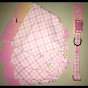 4 (2) packs of Stoney Clover Lane puppy bandannas and one leash